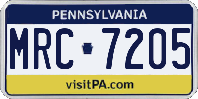 PA license plate MRC7205