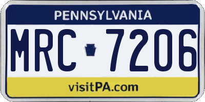 PA license plate MRC7206