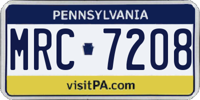 PA license plate MRC7208