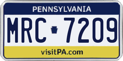 PA license plate MRC7209