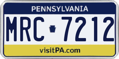 PA license plate MRC7212