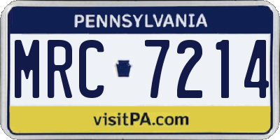 PA license plate MRC7214