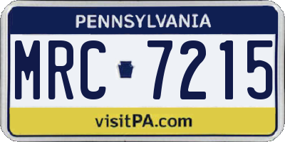 PA license plate MRC7215