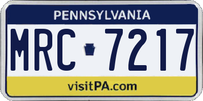 PA license plate MRC7217