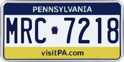 PA license plate MRC7218