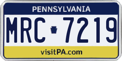PA license plate MRC7219
