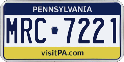 PA license plate MRC7221