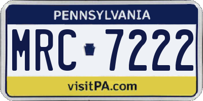 PA license plate MRC7222