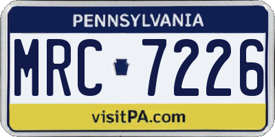 PA license plate MRC7226