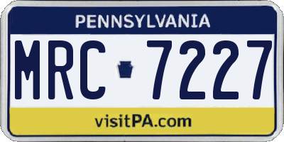 PA license plate MRC7227