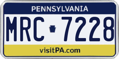 PA license plate MRC7228