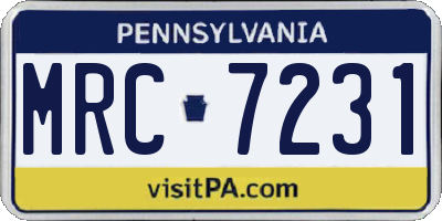 PA license plate MRC7231