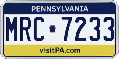 PA license plate MRC7233