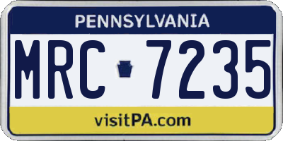 PA license plate MRC7235