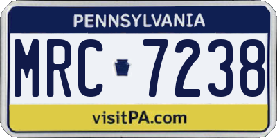PA license plate MRC7238