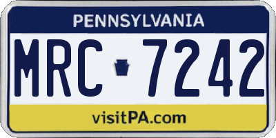 PA license plate MRC7242