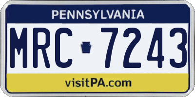 PA license plate MRC7243