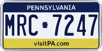 PA license plate MRC7247