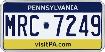 PA license plate MRC7249