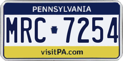 PA license plate MRC7254