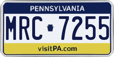 PA license plate MRC7255
