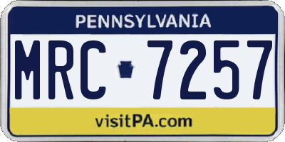 PA license plate MRC7257