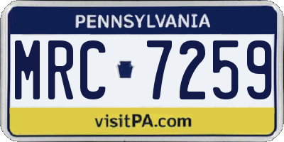 PA license plate MRC7259