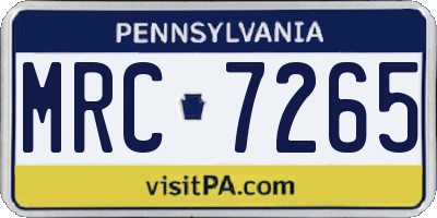 PA license plate MRC7265