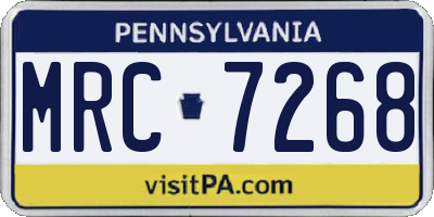 PA license plate MRC7268