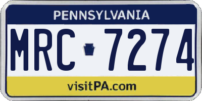 PA license plate MRC7274
