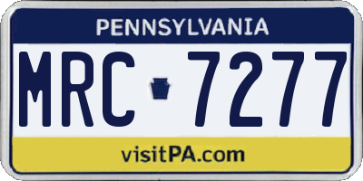 PA license plate MRC7277