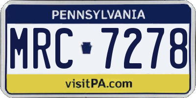 PA license plate MRC7278