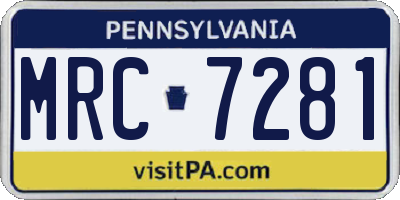 PA license plate MRC7281