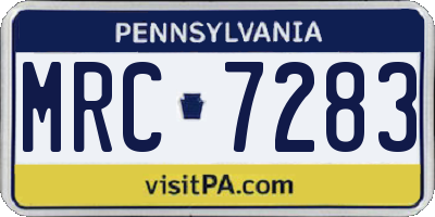 PA license plate MRC7283