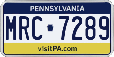 PA license plate MRC7289