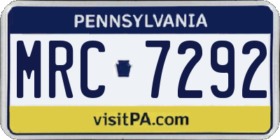 PA license plate MRC7292