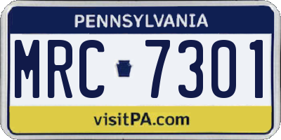 PA license plate MRC7301