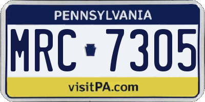 PA license plate MRC7305