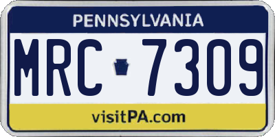 PA license plate MRC7309