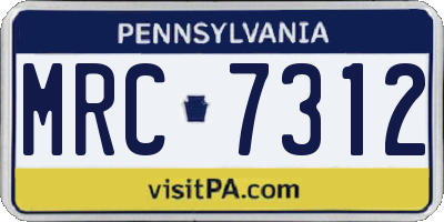 PA license plate MRC7312