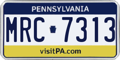 PA license plate MRC7313