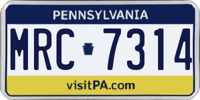 PA license plate MRC7314