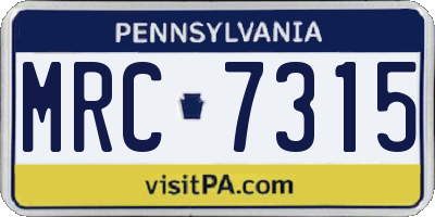 PA license plate MRC7315