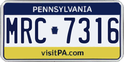 PA license plate MRC7316