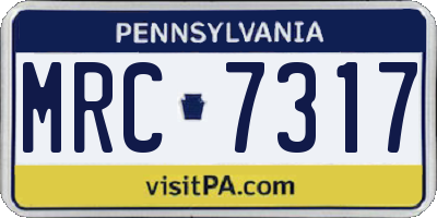 PA license plate MRC7317