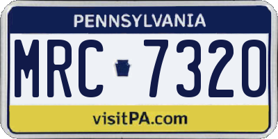 PA license plate MRC7320
