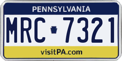 PA license plate MRC7321