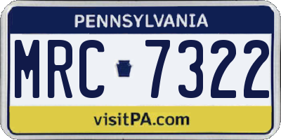PA license plate MRC7322