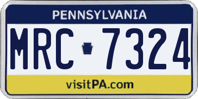 PA license plate MRC7324