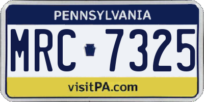 PA license plate MRC7325
